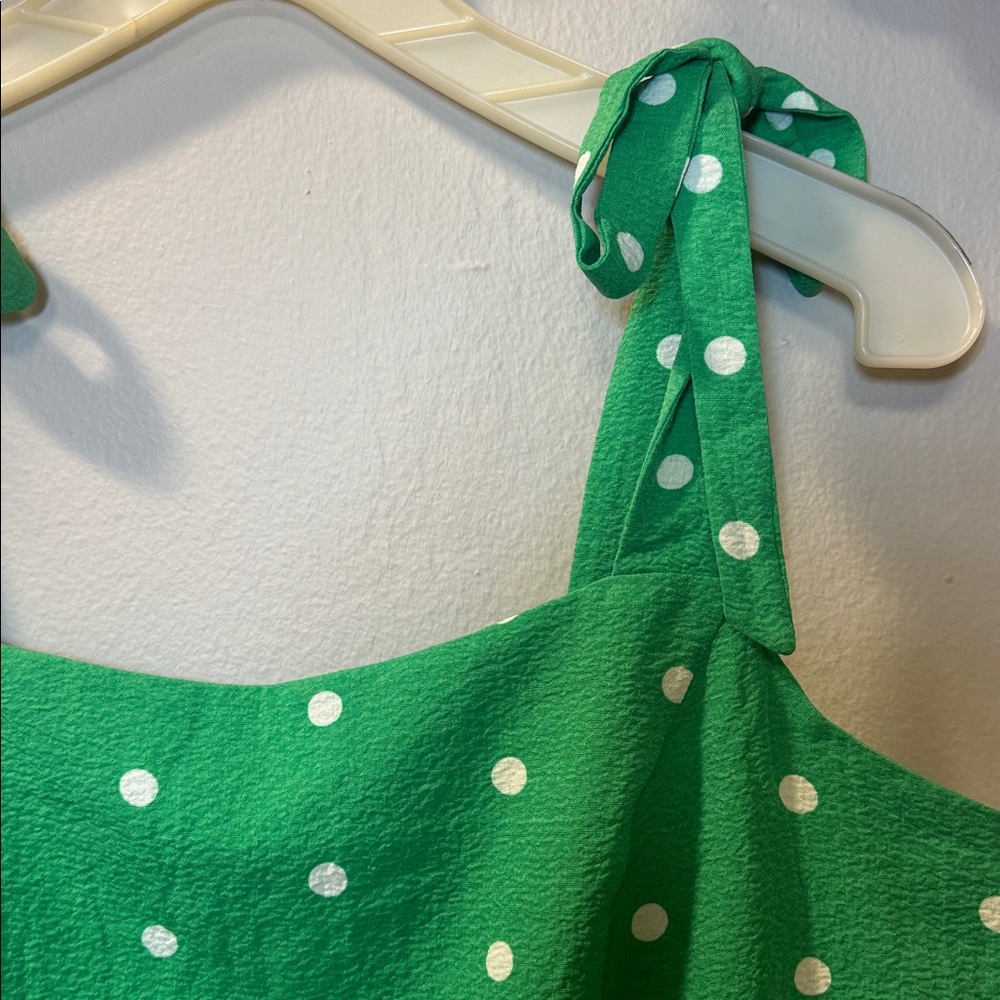 Polka Dot Tie-Strap Camisole in Green - Picture 12 of 13